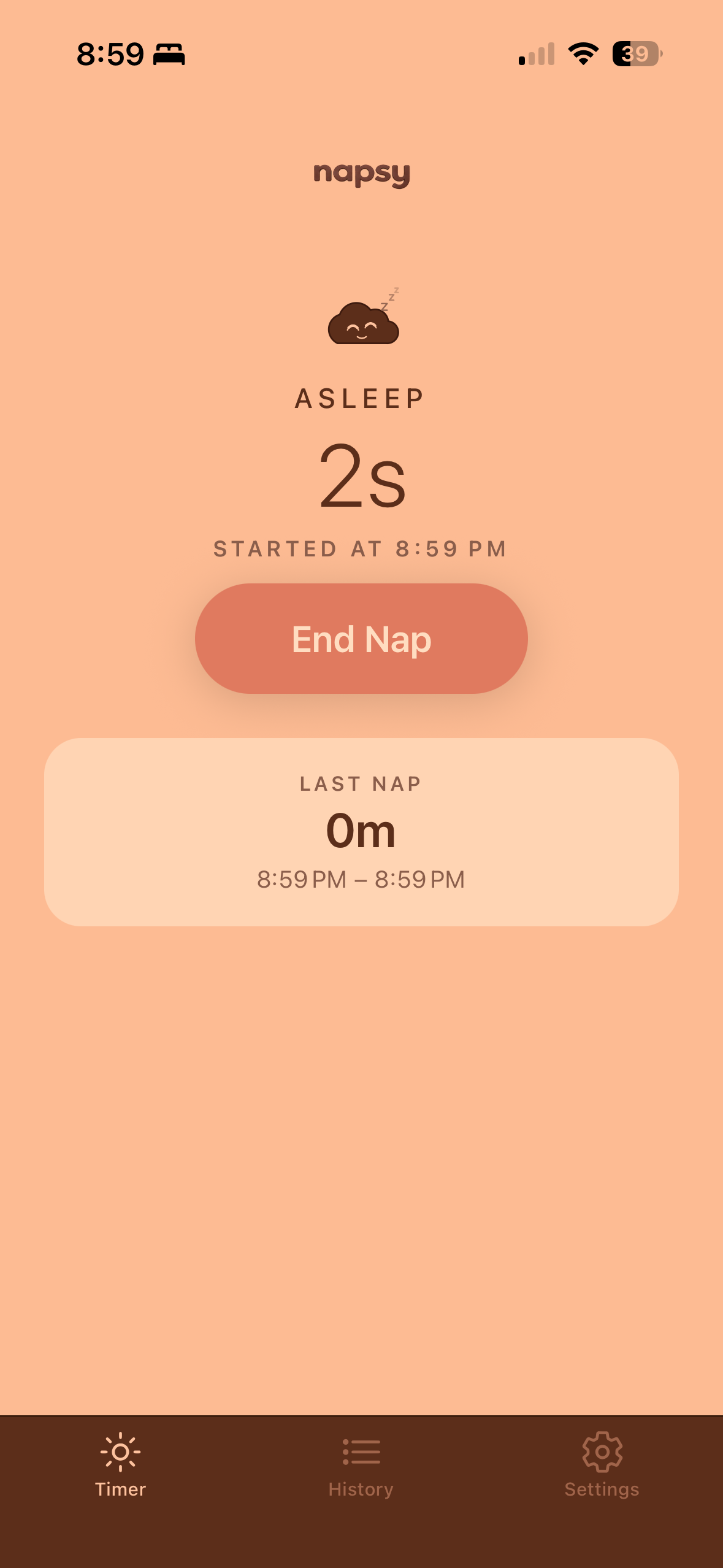 Napsy nap tracking in progress